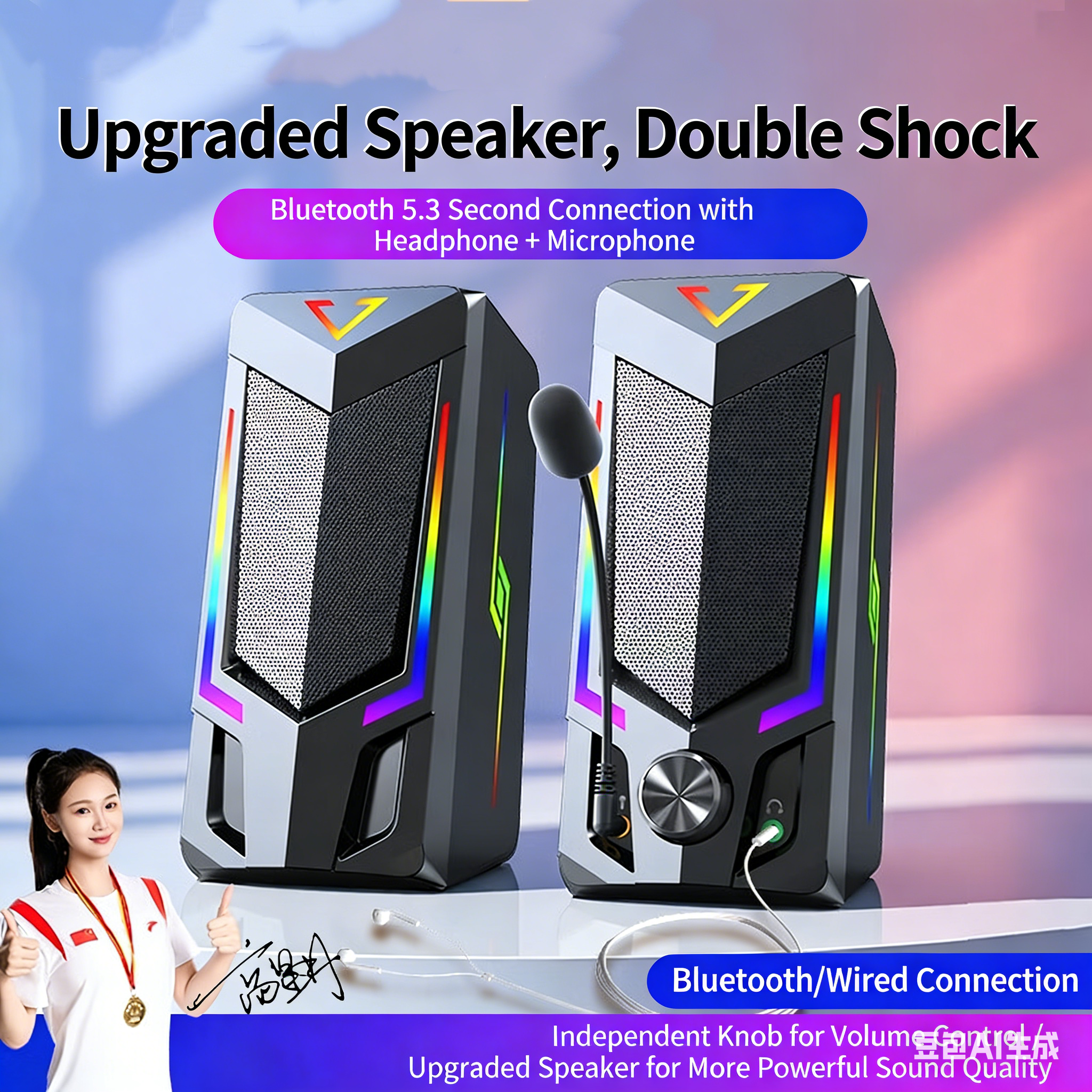 Pc Gaming Apple - Desktop RGB Gaming Speakers Bluetooth 5.3,