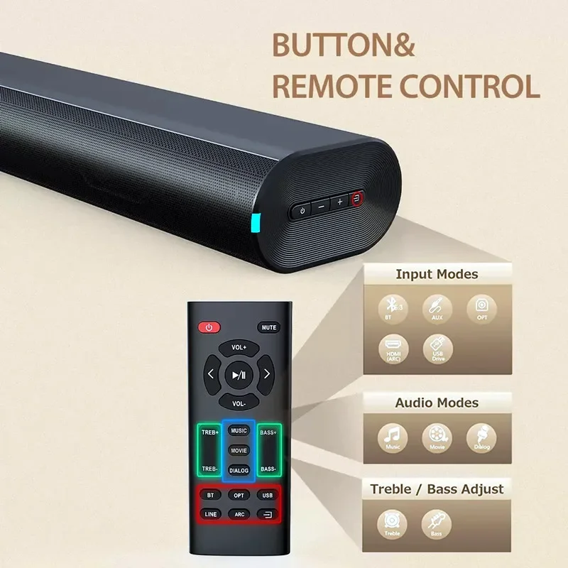 60W Sound Bars for TV Audio wi - Pc Gaming Apple incelemesi ve fiyatı