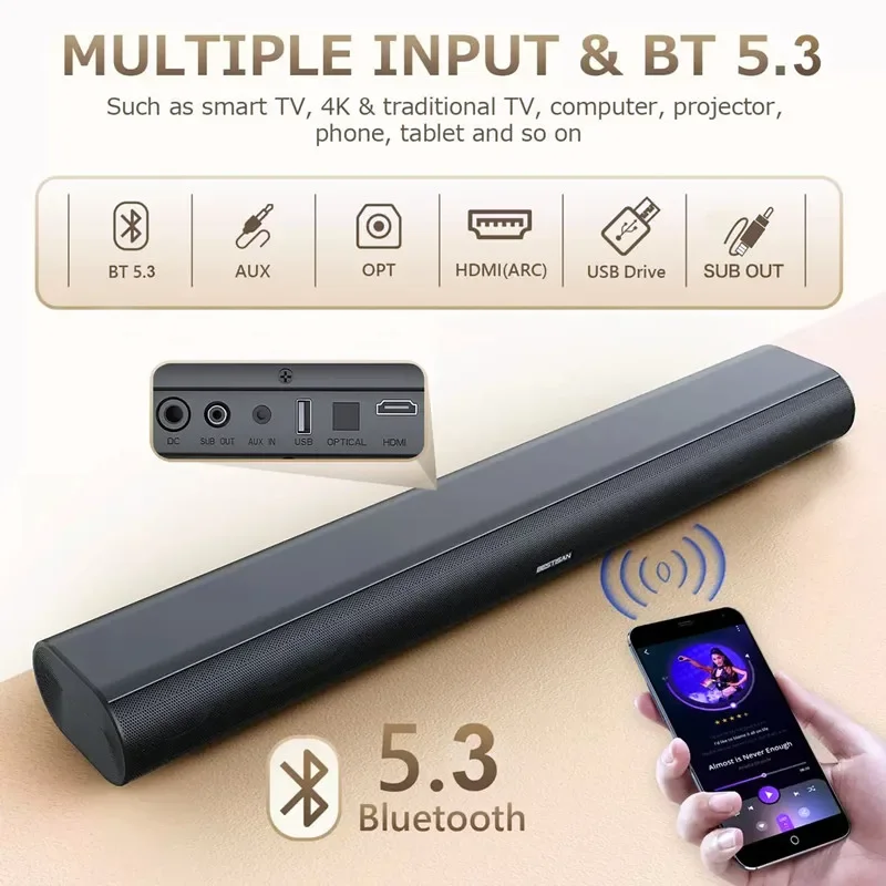 60W Sound Bars for TV Audio wi - Pc Gaming Apple incelemesi ve fiyatı