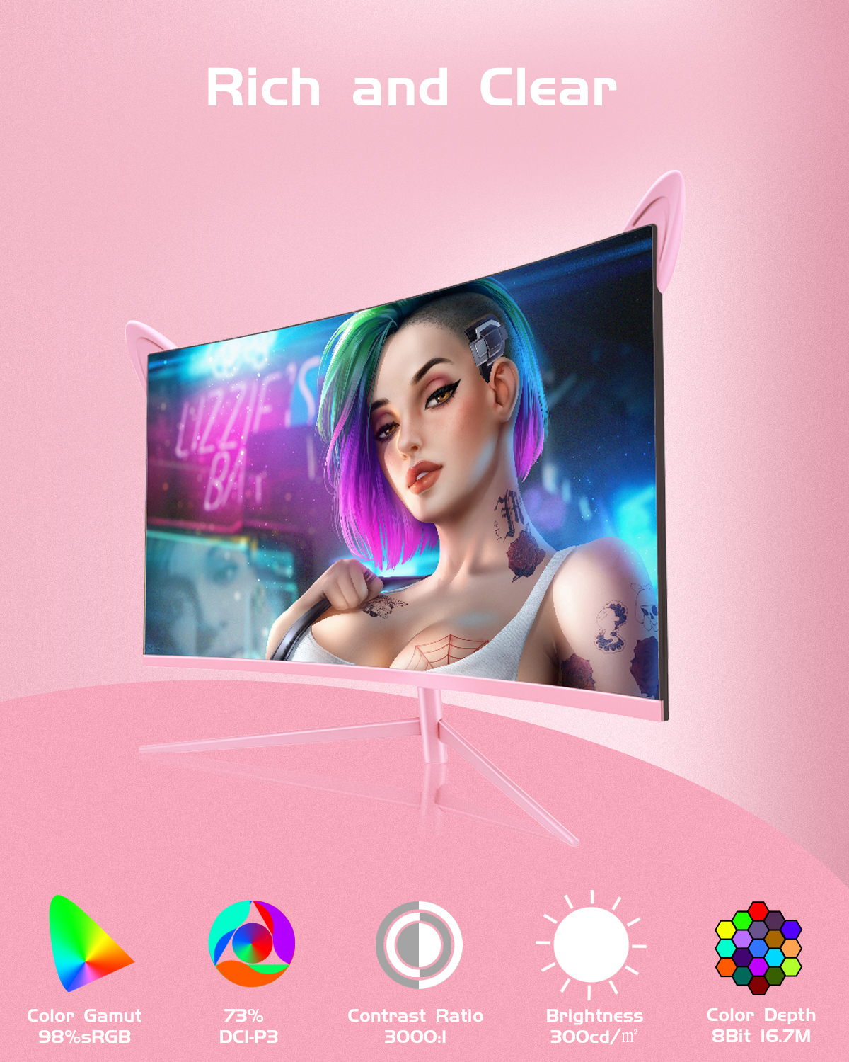 27inch Curved Pink Monitor QHD - Pc Gaming Y Monitor incelemesi ve fiyatı