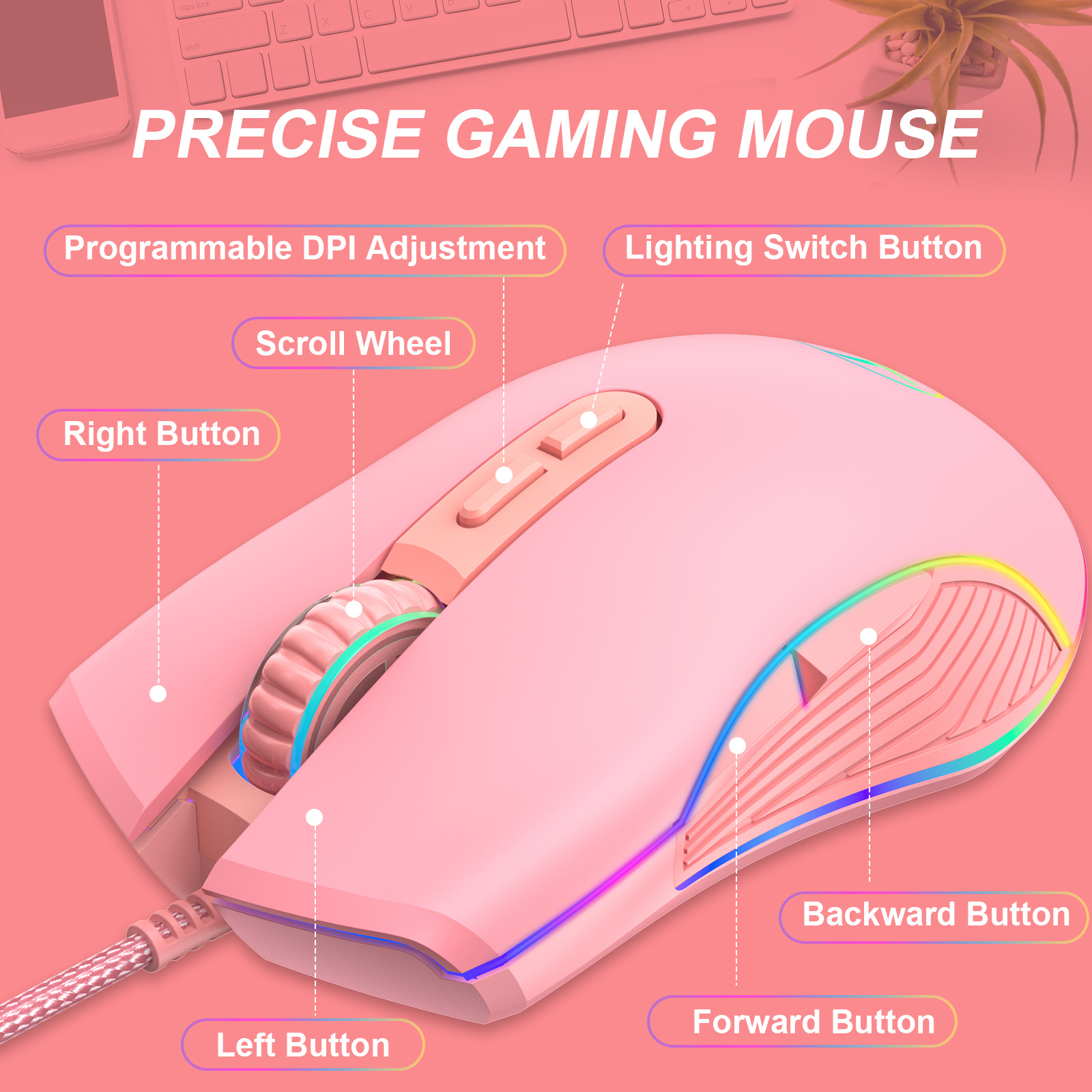 RGB Wired Gaming Mouse Compati - Pc Gaming Apple incelemesi ve fiyatı