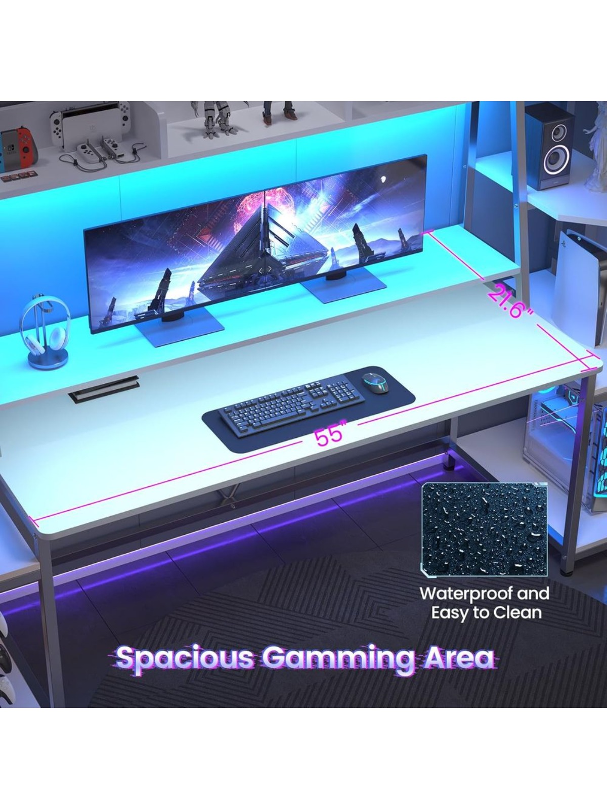 White Gaming Desk 78.8'' with  - Pc Gaming Y Monitor incelemesi ve fiyatı